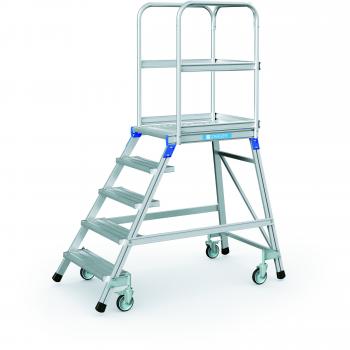 Zarges platform stairs, mobile, single-sided access, with light metal steps and platform
